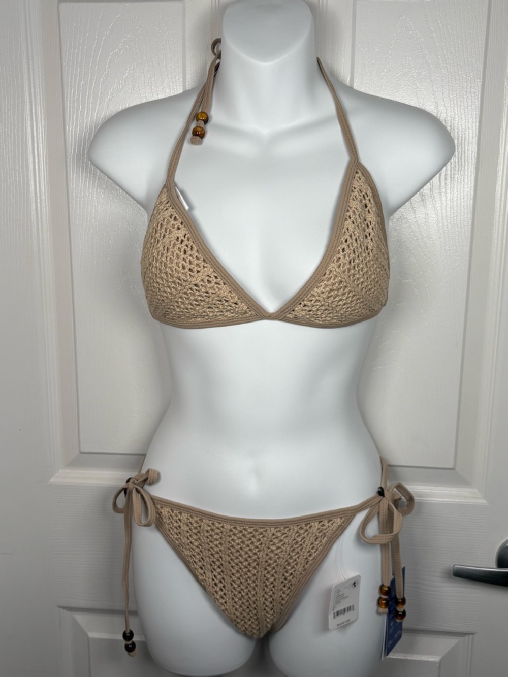 FREE PEOPLE VDM THE LABEL Delilah Crochet Bikini in Mushroom color NWT B1 - Picture 3 of 16